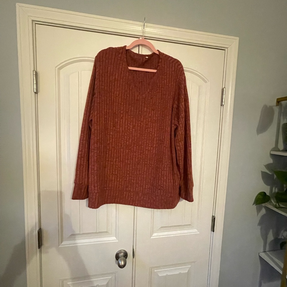 Rust Ribbed Sweater XXL - Picture 2 of 5